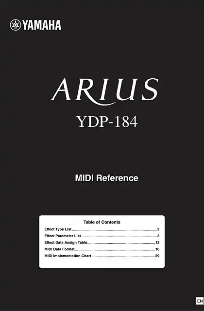 yamaha雅马哈YDP-184 MIDI Reference